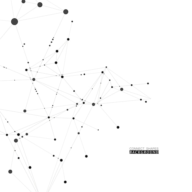 接続された黒い線と白い背景の上のドットのスタイリッシュな多角形パターン Edは 新しいテクノロジープロジェクトで使用します シンプル で美しい ミニマル 抽象的な背景 プレミアムベクター