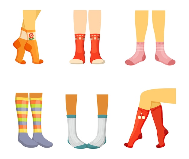 Premium Vector | Stylish socks on legs set