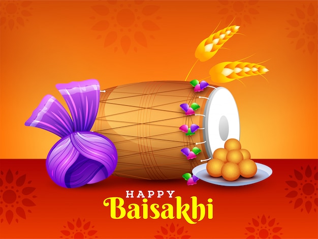 Premium Vector | Stylish text of happy baisakhi with festival element ...