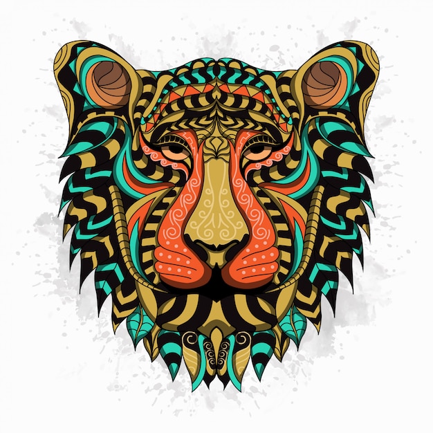 Premium Vector | Stylized lion in ethnic style