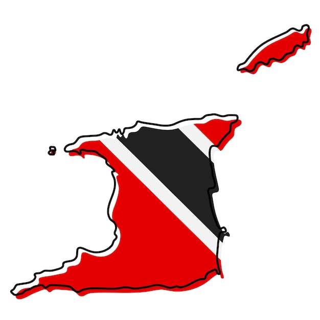 Premium Vector Stylized Outline Map Of Trinidad And Tobago With National Flag Icon Flag Color 2900