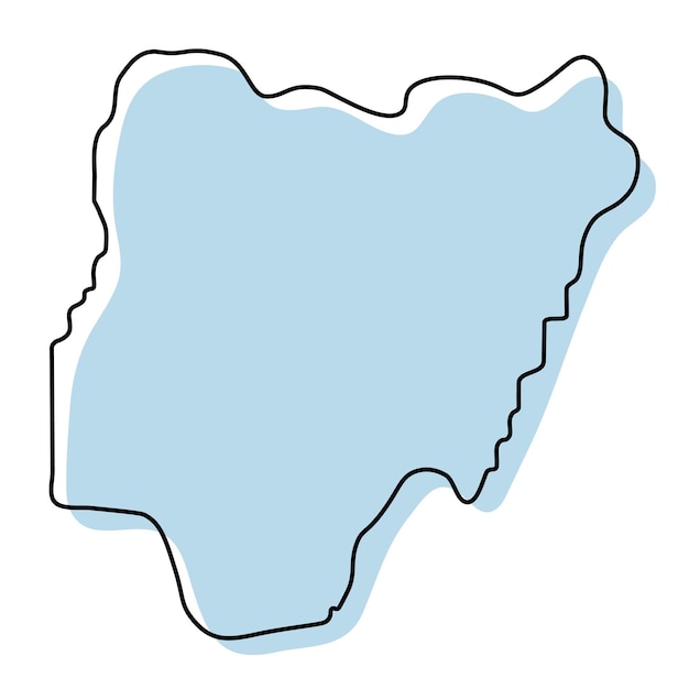 Premium Vector Stylized Simple Outline Map Of Nigeria Icon Blue