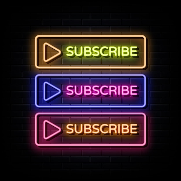 Premium Vector | Subscribe neon signs design template neon sign