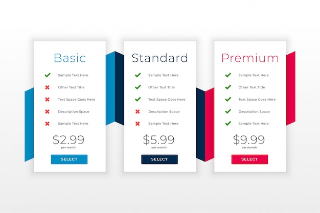 Free Vector Subscription Plans And Pricing Table Web Template Riset