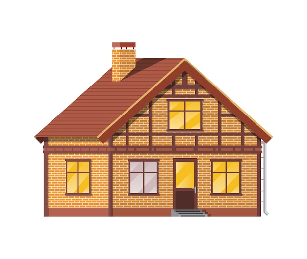 Premium Vector Suburban Family House Countryside Brick House Icon Isometric Building Real Estate And Rent