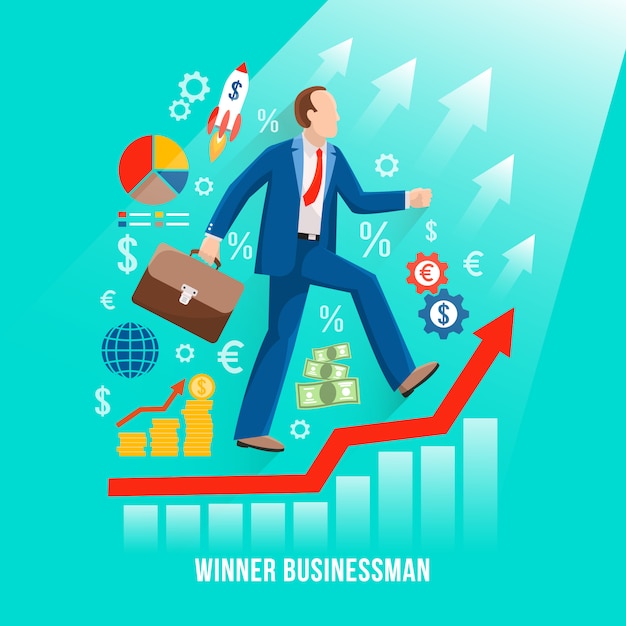 free-vector-successful-businessman-symbolic-flat-poster