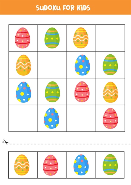 Premium Vector | Sudoku game with colorful easter eggs. educational ...