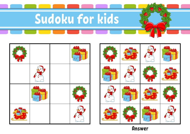 Premium Vector | Sudoku for kids. education developing worksheet ...