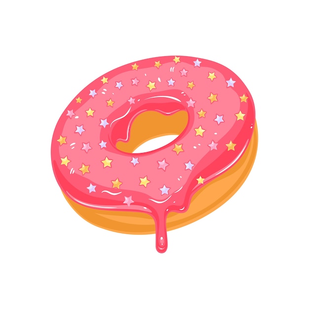 Premium Vector Sugar Pink Glazed Donut With Sprinkles 2120