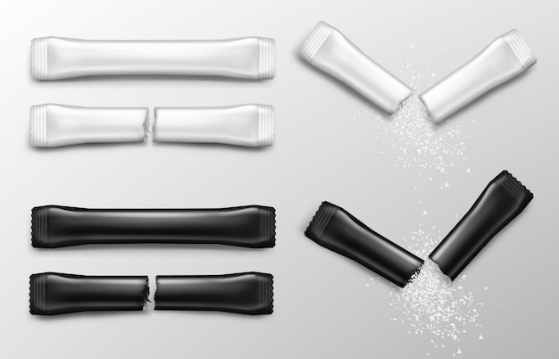 Download Free Vector | Sugar sticks for coffee in white and black ...