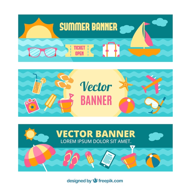 Summer banners set Vector | Free Download