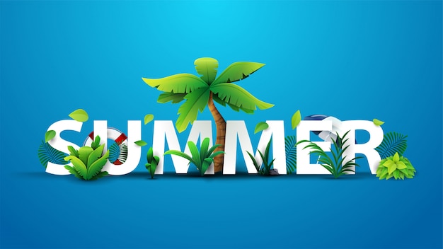 Premium Vector | Summer 3d text banner design with white title and ...