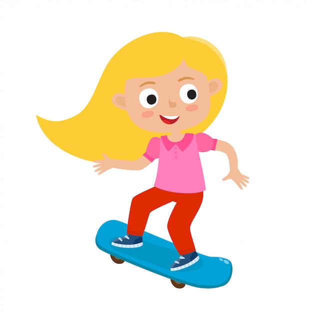 プレミアムベクター 夏の活動のスケートボードのコンセプト スケートボードの女の子のイラスト