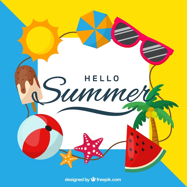 Free Vector | Summer background with beach elements