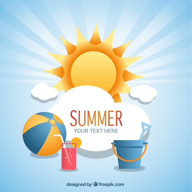 Download Free Vector | Summer background with beach icons