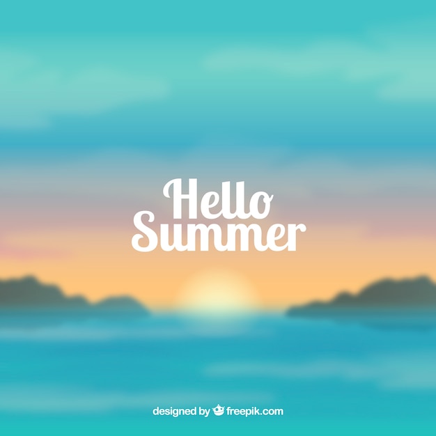 Summer background with blurred beach
