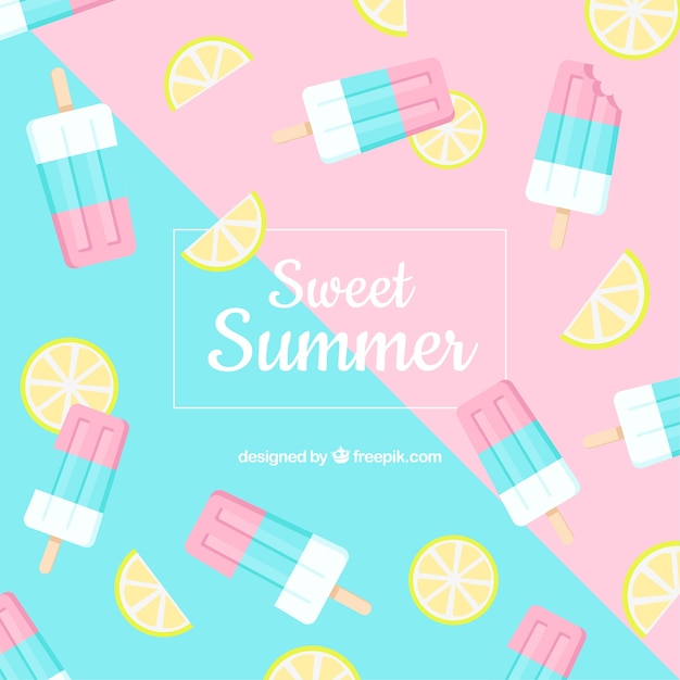 Summer background with ice cream pattern Free Vector Summer background with ice cream pattern Free Vector