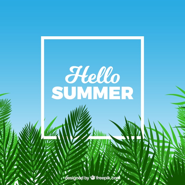 Summer background with plants in flat
style