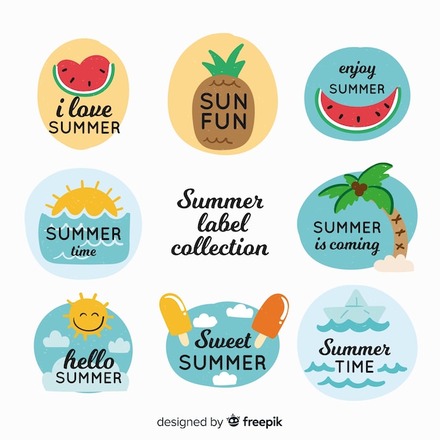 Summer badge collection Vector | Free Download