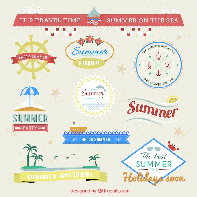 Download Free Vector | Summer badges pack