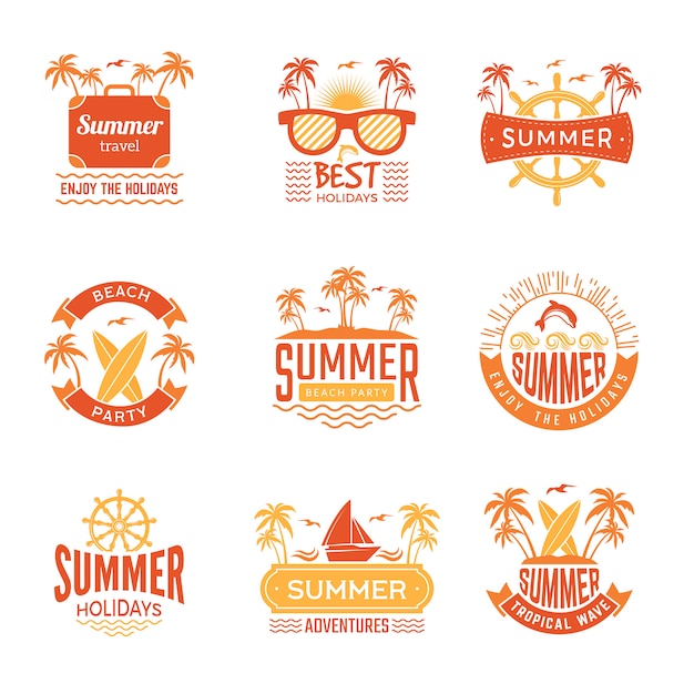 Download Summer badges. travel labels and logos palm tree drinks ...