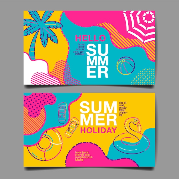 Summer banner set Vector | Premium Download