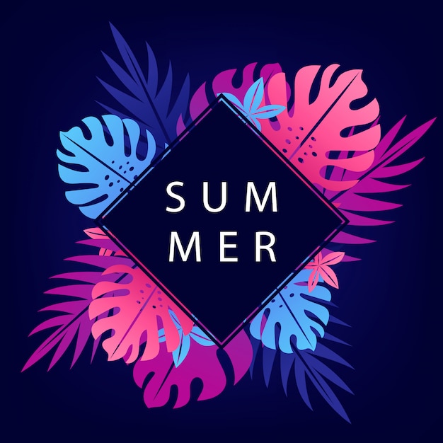 Download Premium Vector | Summer banner with blue rhombus frame.