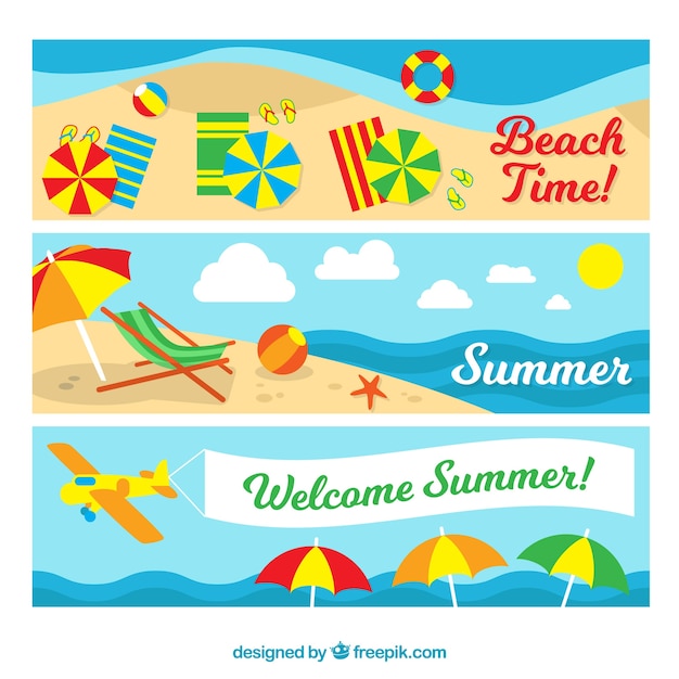 Summer banners on the beach Vector | Free Download