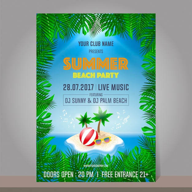 Premium Vector | Summer beach party design template