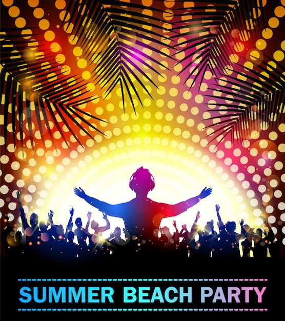 Summer beach party with dance silhouettes Vector | Premium Download