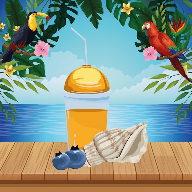 Free Vector | Summer beach and vacation cartoon