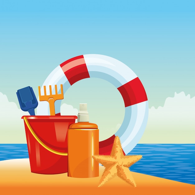 Free Vector | Summer beach and vacation cartoon