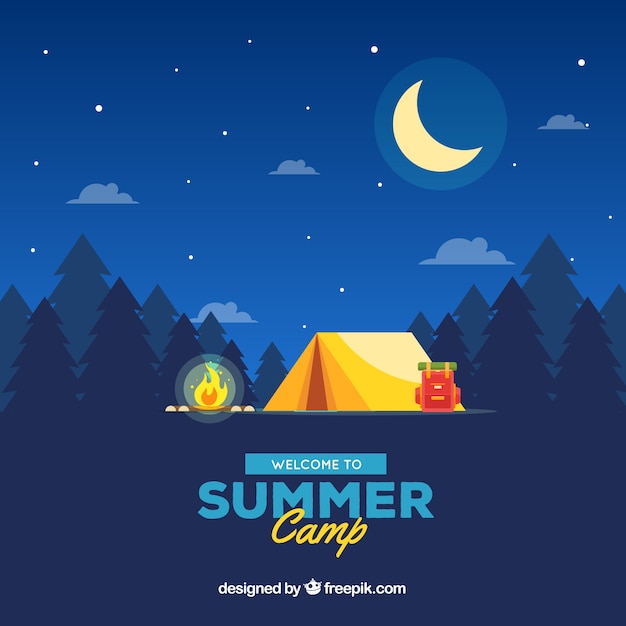 Download Free Vector | Summer camp background with beautiful ...