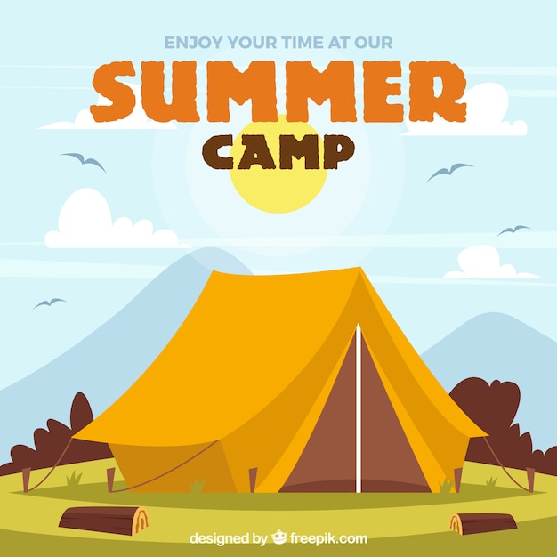 Summer camp background with big tent Vector | Free Download