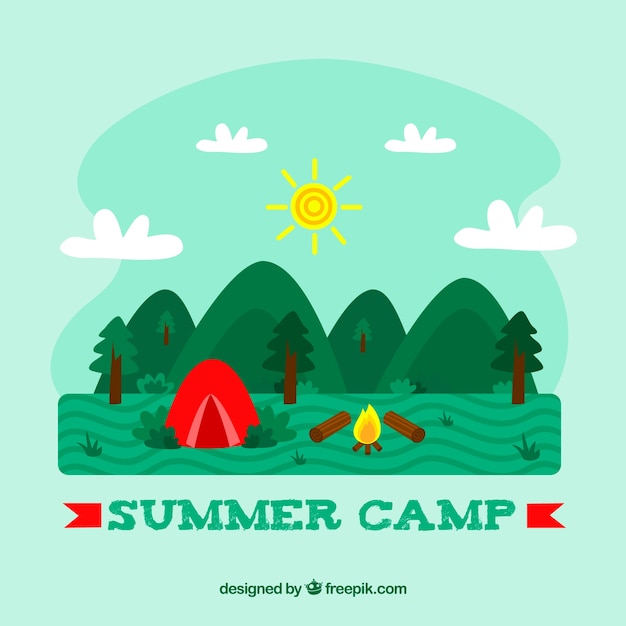 Free Vector | Summer camp background with day landscape