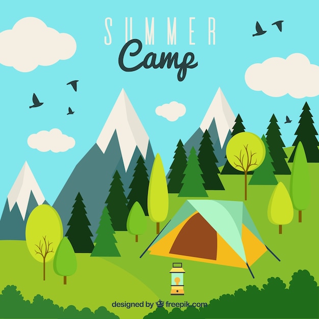 Summer camp background with tent in nature Vector | Free Download