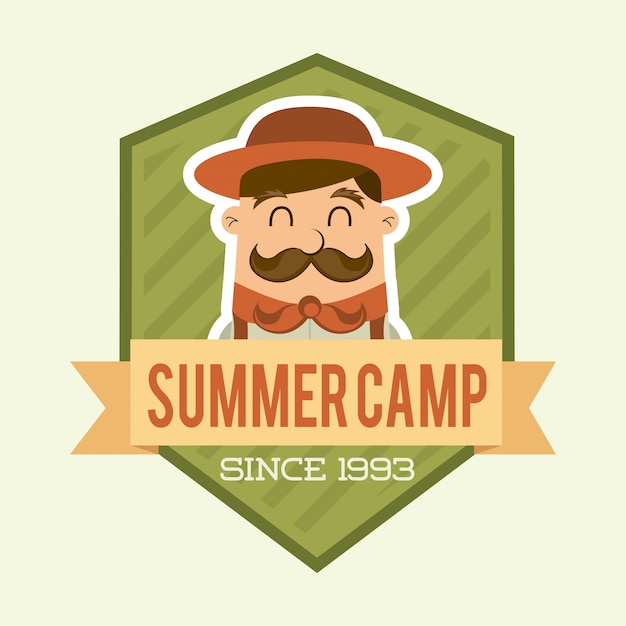 Download Summer camp design over beige backgroun vector illustration | Premium Vector