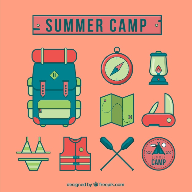 Download Summer camp icons Vector | Premium Download