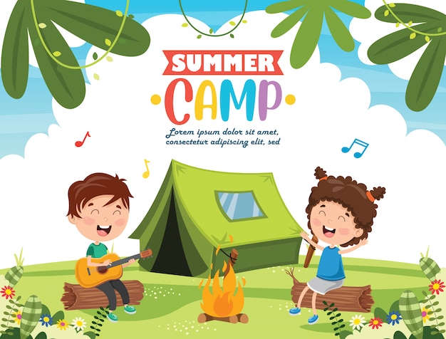 Download Summer camp kids Vector | Premium Download