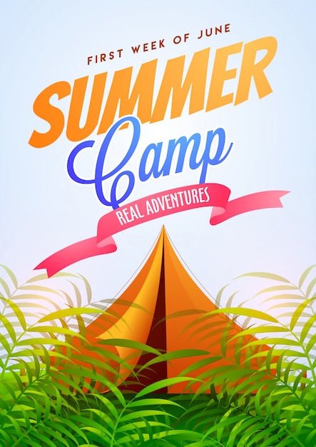 Premium Vector | Summer camp poster