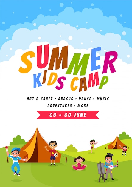 Summer camp poster | Premium Vector