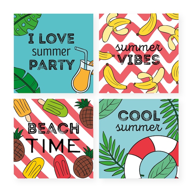 Download Summer card collection template | Free Vector