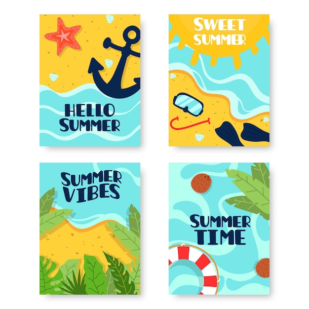 Free Vector Summer card collection template