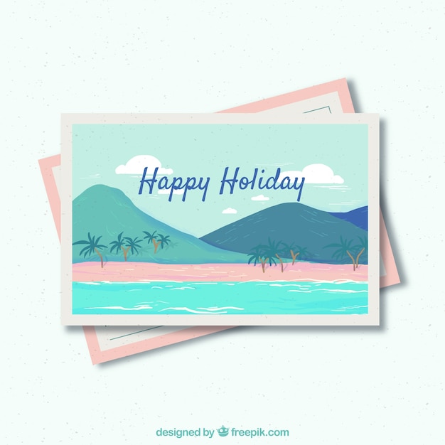 Summer card with beach