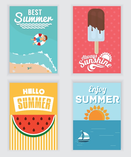 Download Free Vector | Summer cards collection
