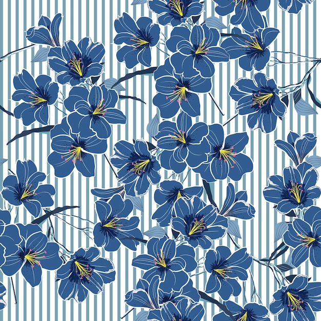 Download Summer cool blue blooming flowers Vector | Premium Download