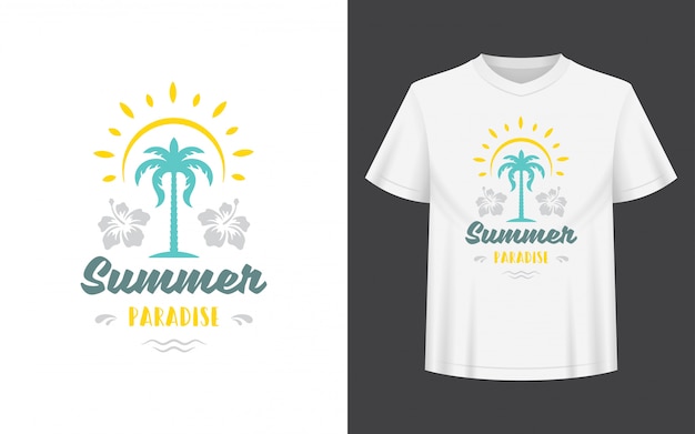 Premium Vector | Summer design with palm tree and sun for t-shirt