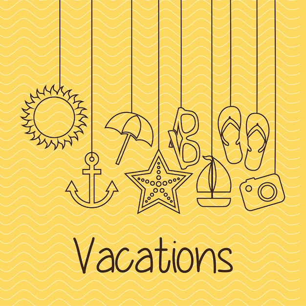 Summer design over yellow background vector illustration Premium Vector