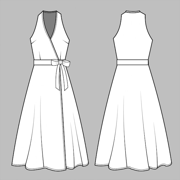 Premium Vector | Summer dress fashion sketch template