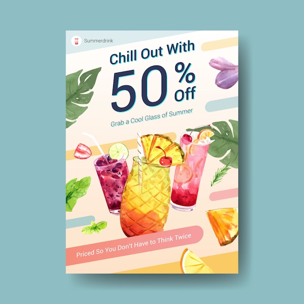 Download Summer drink poster template | Free Vector